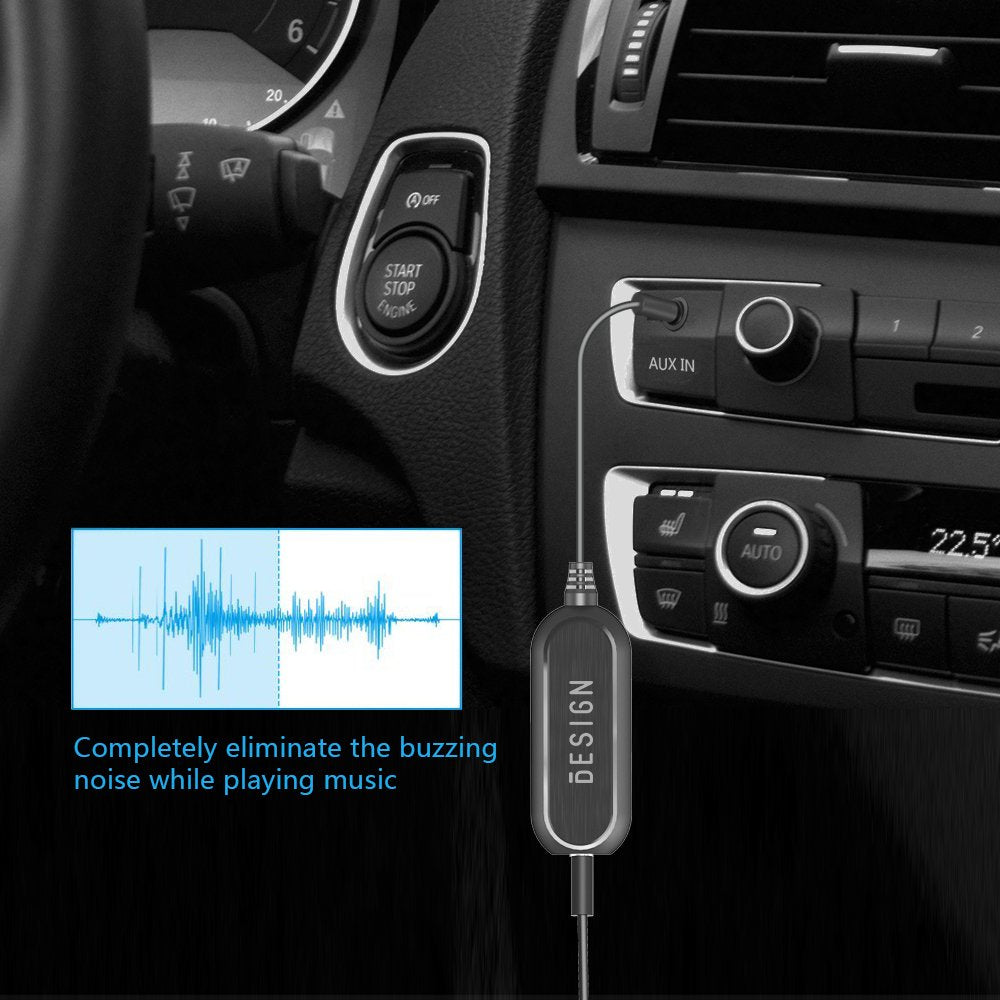 BESIGN Ground Loop Noise Isolator for Car Audio/Home Stereo System with 3.5mm Audio Cable