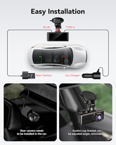 REDTIGER 4K STARVIS 2 Dashcam Front Rear, 5GHz WiFi 20MB/s, Free 128GB Card | Voice Control, Touch Screen, GPS, Loop Recording, Parking Mode, Audio Recording, WDR Night Vision, Supercapacitor(F7N Touch)