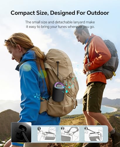 Portable Bluetooth Speaker Gift Ideas: Outdoor Travel Essentials Waterproof | Powerful HD Sound, Dynamic Lights, 15H Playtime, BT 5.3, TWS Pairing, IPX5 Beach|Camping|Pool Accessories, Halloween Music