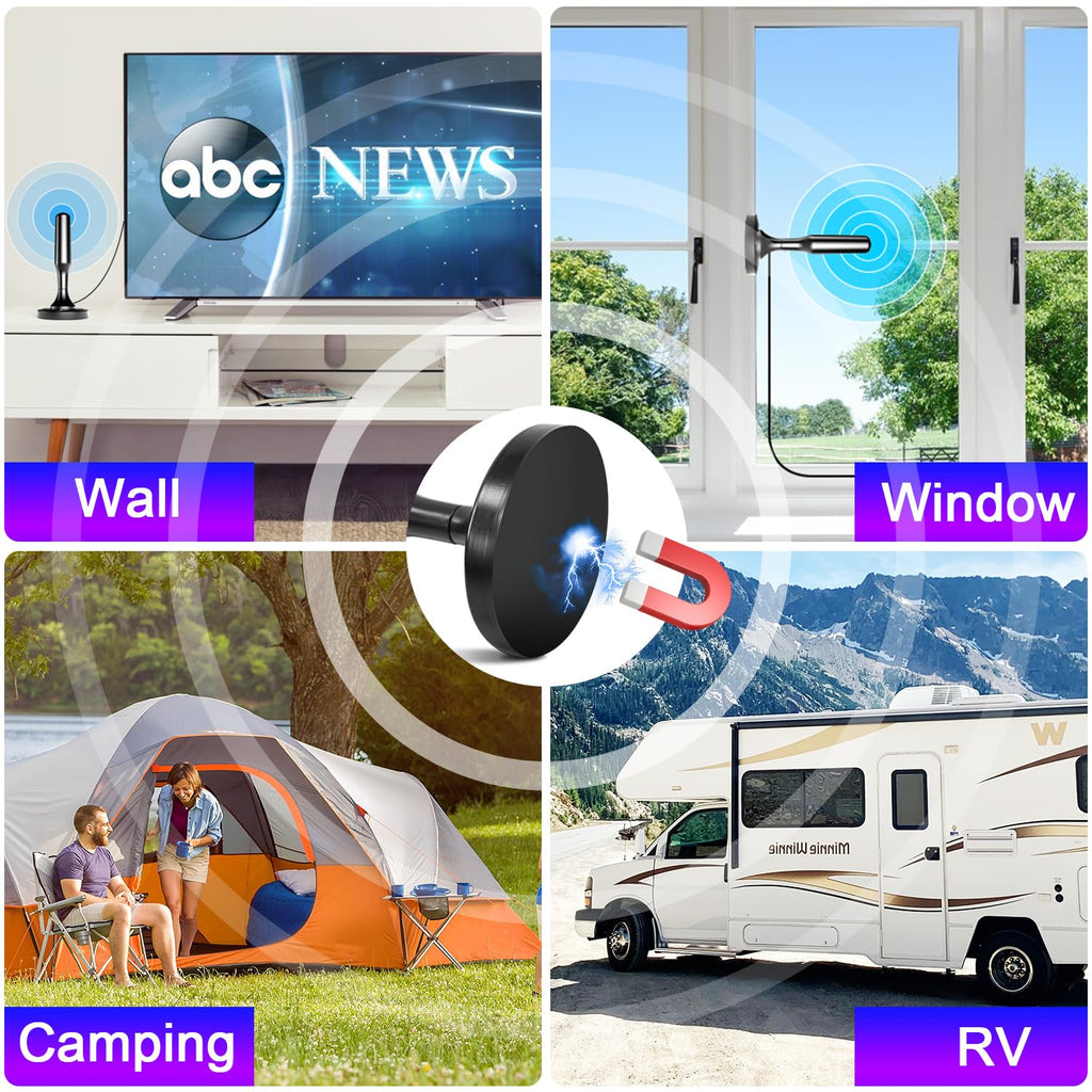 HIDB TV Antenna for Smart TV Indoor, Digital TV Antenna for Local Channels | OTA Digital HD Signal Antenna with Magnetic Base and 10ft Cable for Easy Setup