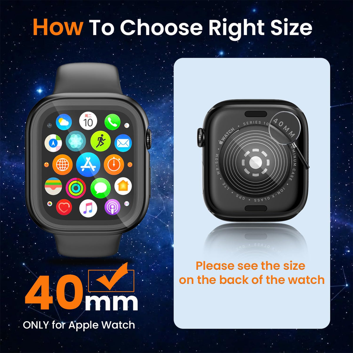 YIJDACASE 3 in 1 Waterproof Case for 40mm Apple Watch SE 3/2/1 Series 6/5/4 | 40mm PC Bumper 360 Full Face Cover Built-in Tempered Glass Screen Protector, Sensitive Touch Scratch, Matte Black