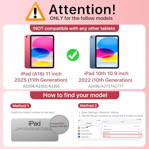 Moko for iPad A16 11th Generation Case 11 Inch 2025 with Pencil Holder,Pink | For iPad 10th Generation Case 10.9 Inch 2022, Slim Light Trifold Protective Cover with Hard PC Translucent Back Shell
