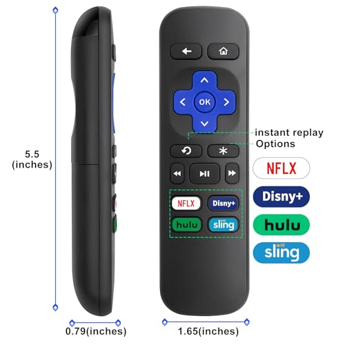 (2 Pack) Replacement Remote for Roku Box Express Player Premiere Control | for Roku 1 2 3 4,NOT for TV or Stick, No Setup Required, Infrared Remote, with User Manual, 4 Shortcuts, ABS Material