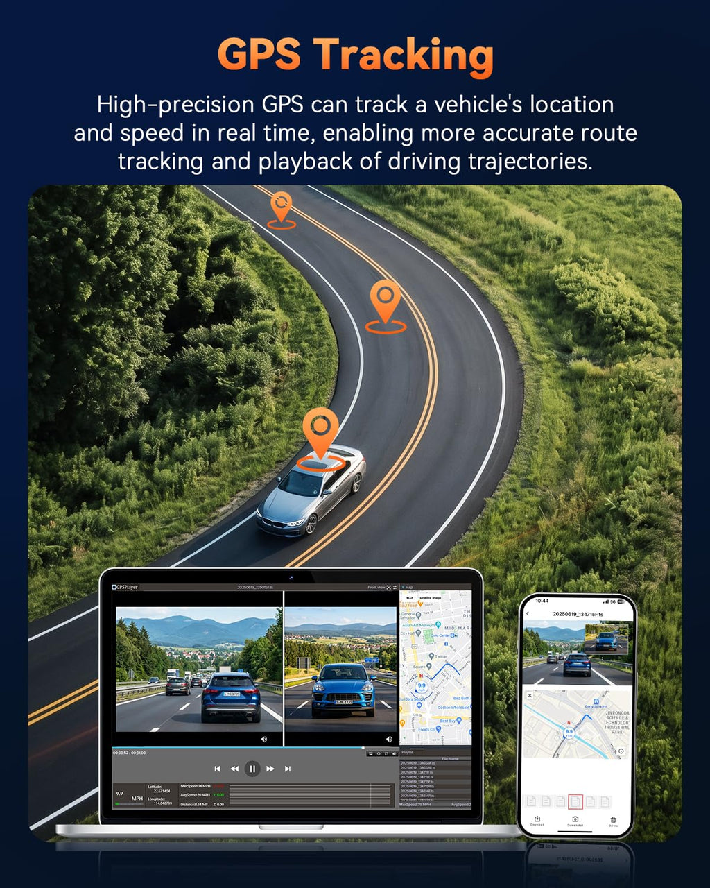 4K+4K Dual Dash Cam Front and Rear, Free 128GB Card, Starlight Night Vision | Dual-Channel Recording, 5.8GHz WiFi, 20MB/s Download Speed, GPS, 3" IPS Screen, Collision Sensor, 24H Parking Mode