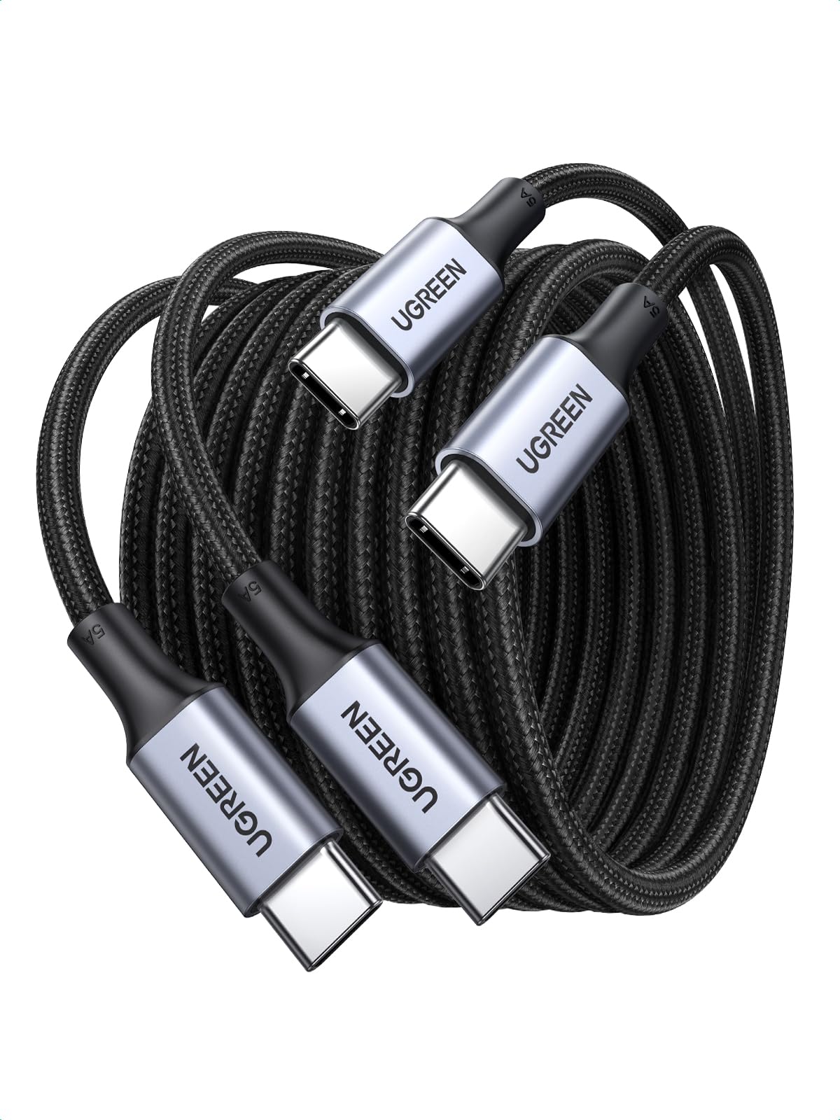 UGREEN 100W USB C to USB C Cable, Fast Charging, 2-Pack, 3.3ft, Black | For iPhone 18/17/16/15, MacBook Pro/Air, iPad Pro/Air/Mini, Galaxy S26/S25/S24, XPS, Pixel, Switch. Built-in E-marker chip