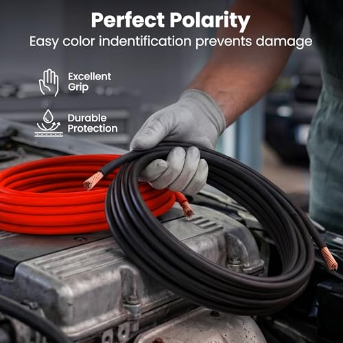 GEARit 4 Gauge Wire 25 FT Black + 25 FT Red, 4 AWG Amp Wire Battery Wires | Automotive Power Ground Cable for Car Audio Amp,RV,Trailer,Subwoofer,Inverter,Generator,Solar,Speaker,Truck(CCA,Black Red)