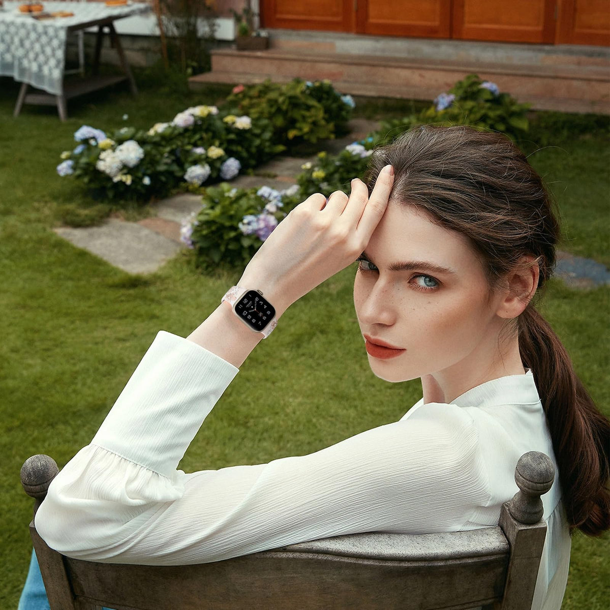 Witzon Floral Silicone Band Compatible with Apple Watch Bands For Women | 40mm 41mm 38mm 42mm 44mm 45mm 46mm 49mm, Engraved Cute Dressy Strap for iWatch Series 12 11 10 9 8 7 6 5 SE Ultra 4 3 2 1