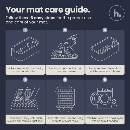homerella Bathtub Mat Non Slip 35x16 Shower Mat Non Slip Anti Mold BPA Free | Mildew Resistant, Machine Washable, Extra Long Tub Mat, Shower Mats for Inside Shower, Bath Mat for Tub Non Slip EU Certified