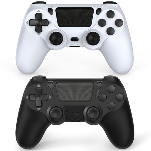 Wuthur 2 Pack Wireless Controller Compatible with PS4 / Pro/Slim (Black & White)