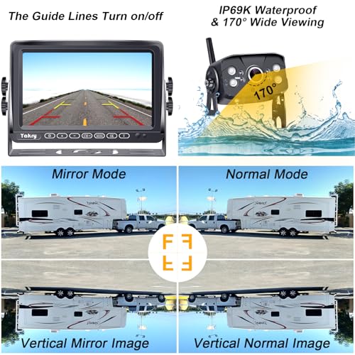 RV Backup Camera Wireless Plug and Play: Pre-Wired for Furrion Easy Install | 1080P HD Recording Wide View Rear View Camera Clear Night Vision Strong Signal 7'' Monitor for Trailer Camper Motorhome Yakry
