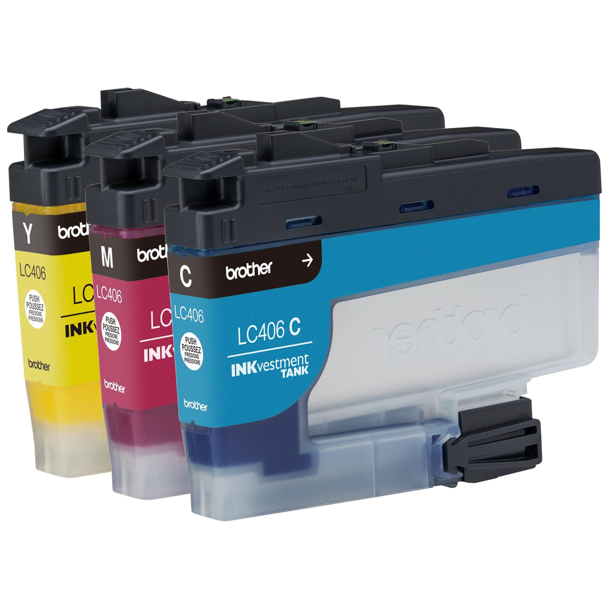 Brother Genuine LC406 Ink Cartridges for INKvestment Tank Printers | 3-pack cyan, magenta and yellow Brother printer ink LC406 ink cartridges for select INKvestment Tank printers