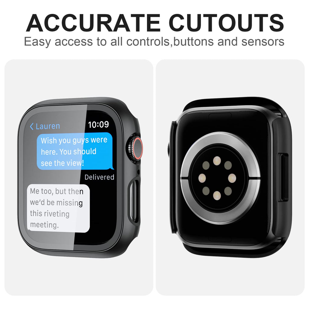 JZK Case with Screen Protector for Apple Watch SE3 Series 6/5/4 40mm,Clear | 2 Pack,for Apple Watch 40mm Cover with Tempered Glass,HD,Slim Guard Bumper,Hard PC Protective Cover for iWatch 6/5/4/SE 40mm