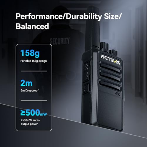 Retevis RT68 Business FRS Walkie Talkies Long Range with Earpieces 6 Pack | Rugged & Compact, License-Free, Powerful 500mW Speaker, 12-Hour Battery, Long-Term Supply, for Schools, Retail & Hospitality